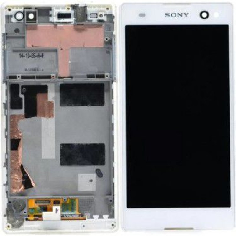  Sony XPERİA C3 / D2533 için çerçeveli LCD ekran + dokunmatik panel LCD BEYAZ 